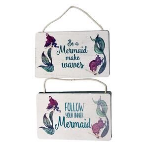 Set of 2 Mermaid Themed Wall Art Planks